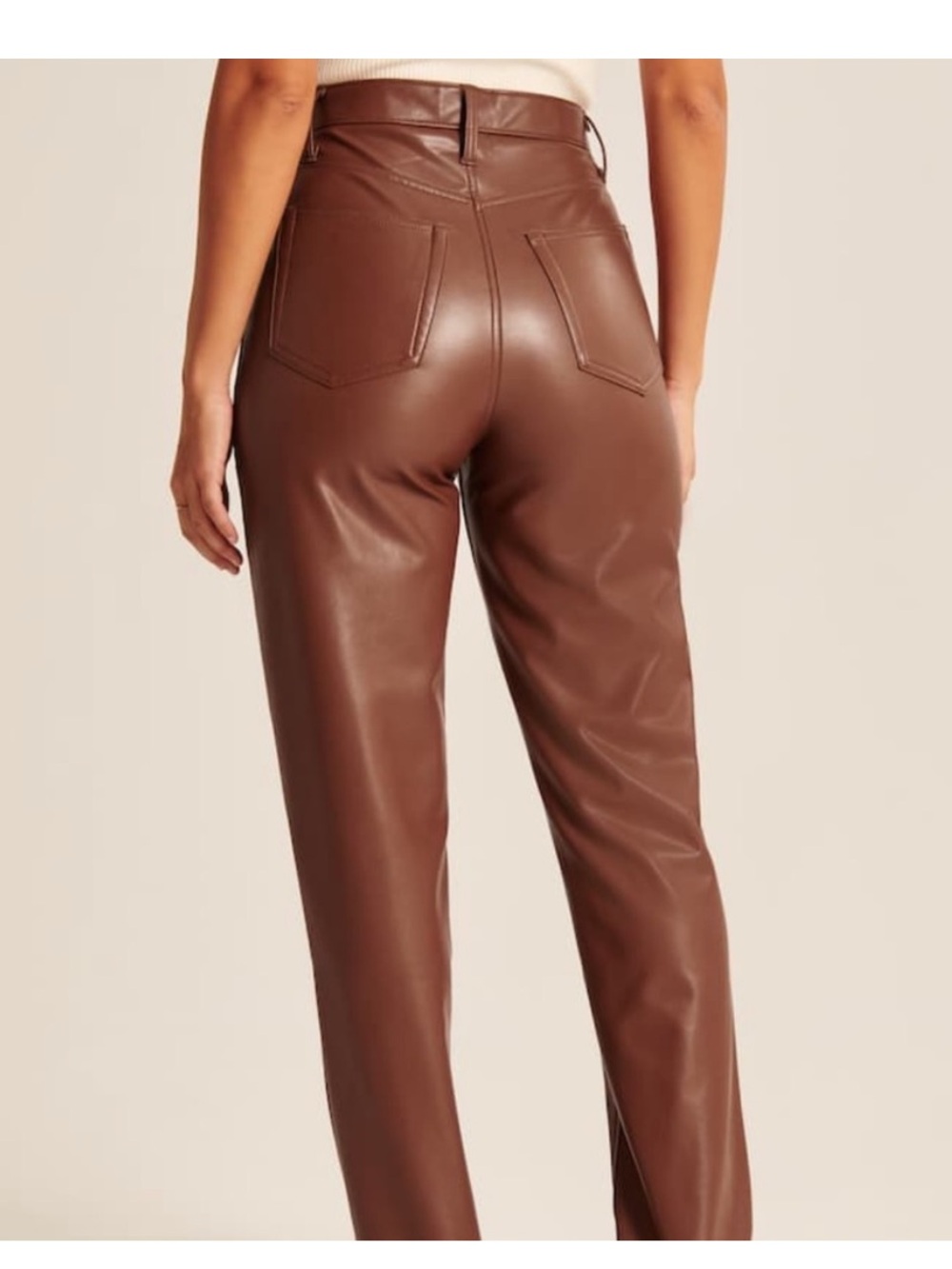 Abercrombie & Fitch Criss-Cross Waistband Vegan Leather Pants Brown Size 28